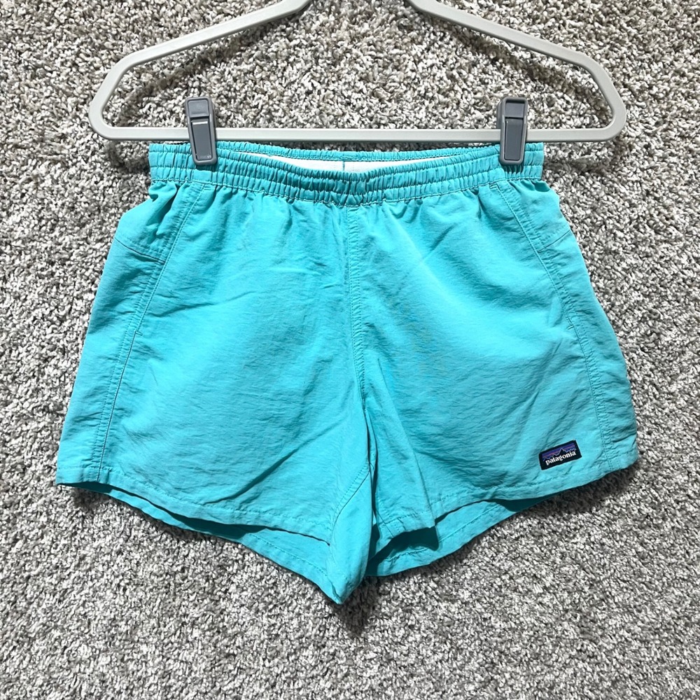Patagonia Shorts Women's XS Teal Blue Baggies Nylon Athletic 5"